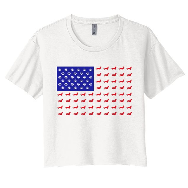 American Flag Dachshund Dog Crop Top