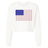 American Flag Dachshund Dog Cropped Pullover Crew