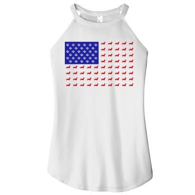 American Flag Dachshund Dog Women’s Perfect Tri Rocker Tank