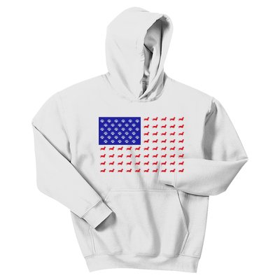 American Flag Dachshund Dog Kids Hoodie