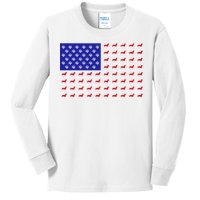 American Flag Dachshund Dog Kids Long Sleeve Shirt