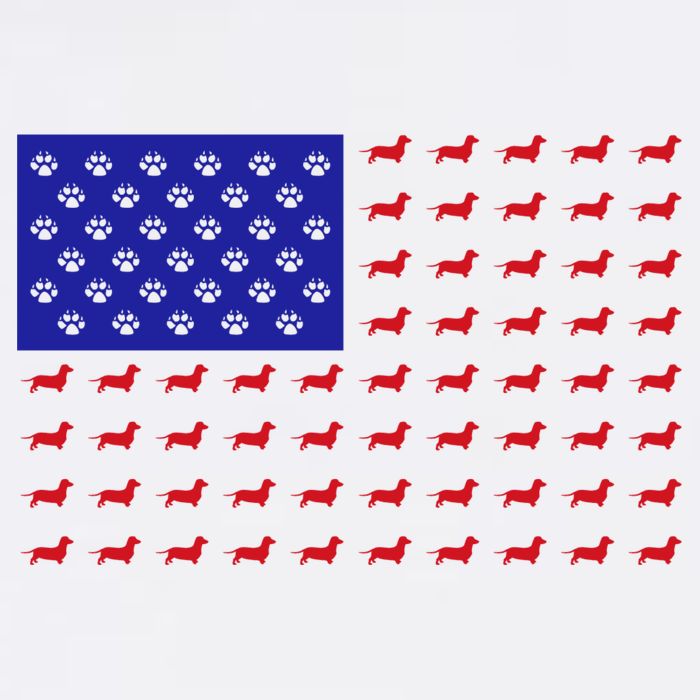 American Flag Dachshund Dog Short Acrylic Beanie