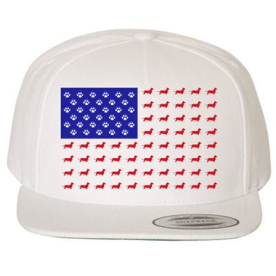 American Flag Dachshund Dog Wool Snapback Cap