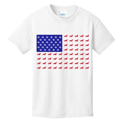 American Flag Dachshund Dog Kids T-Shirt