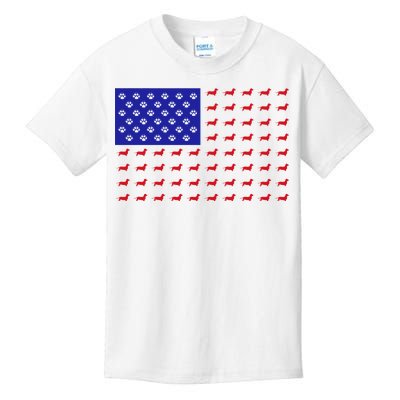 American Flag Dachshund Dog Kids T-Shirt