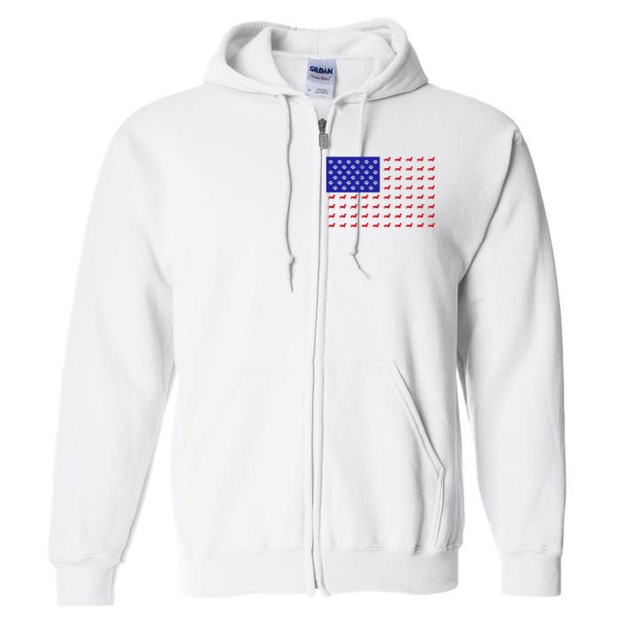 American Flag Dachshund Dog Full Zip Hoodie