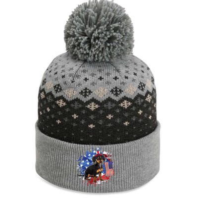 American Flag Dachshund Dog Cool The Baniff Cuffed Pom Beanie