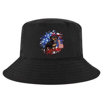 American Flag Dachshund Dog Cool Cool Comfort Performance Bucket Hat