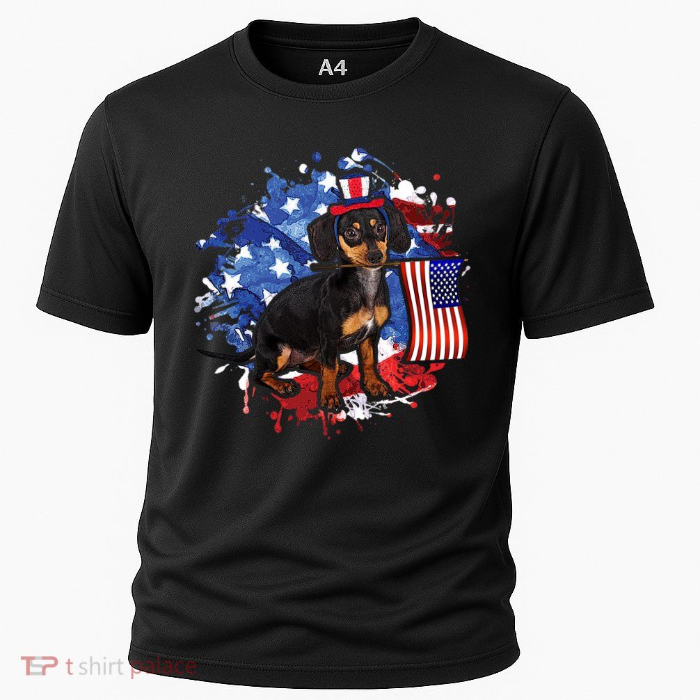 American Flag Dachshund Dog Cool Performance Shirt