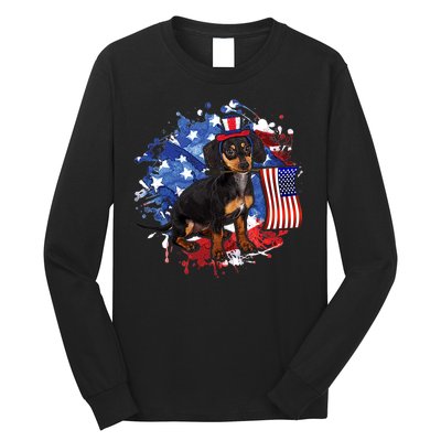 American Flag Dachshund Dog Cool Long Sleeve Shirt