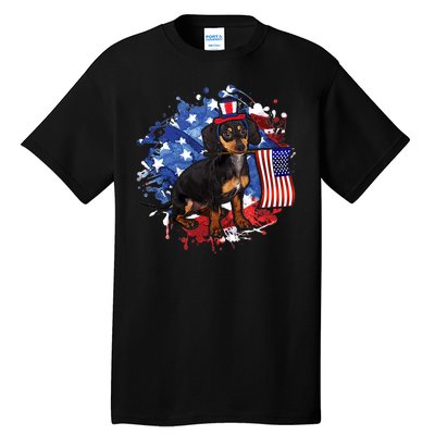 American Flag Dachshund Dog Cool Tall T-Shirt