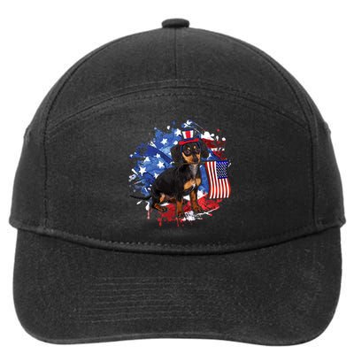 American Flag Dachshund Dog Cool 7-Panel Snapback Hat