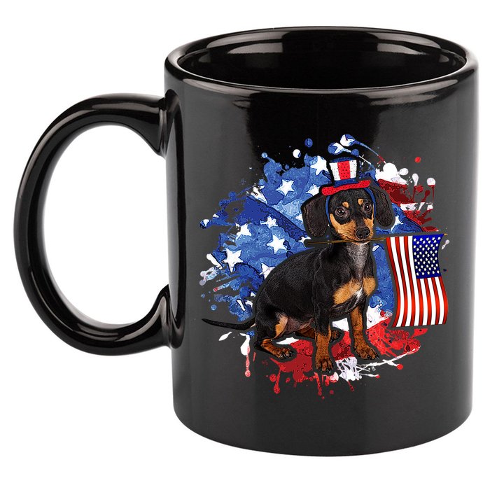 American Flag Dachshund Dog Cool 11oz C Handle Ceramic Mug