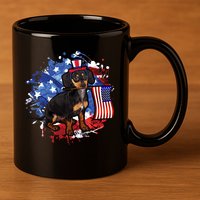 American Flag Dachshund Dog Cool 11oz C Handle Ceramic Mug