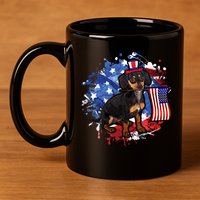 American Flag Dachshund Dog Cool 11oz C Handle Ceramic Mug