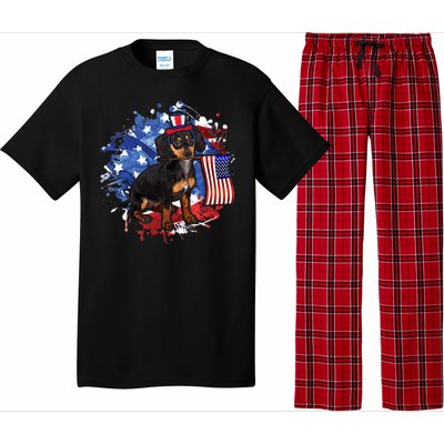 American Flag Dachshund Dog Cool Pajama Set