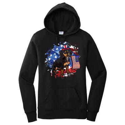 American Flag Dachshund Dog Cool Women's Pullover Hoodie