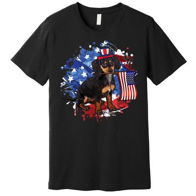 American Flag Dachshund Dog Cool Premium T-Shirt