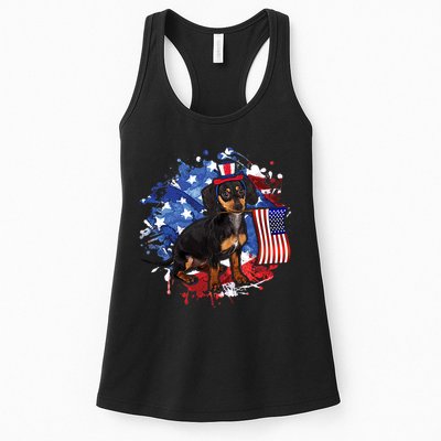 American Flag Dachshund Dog Cool Womens Tank Top