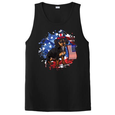 American Flag Dachshund Dog Cool PosiCharge Competitor Tank