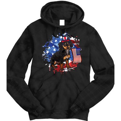 American Flag Dachshund Dog Cool Tie Dye Hoodie