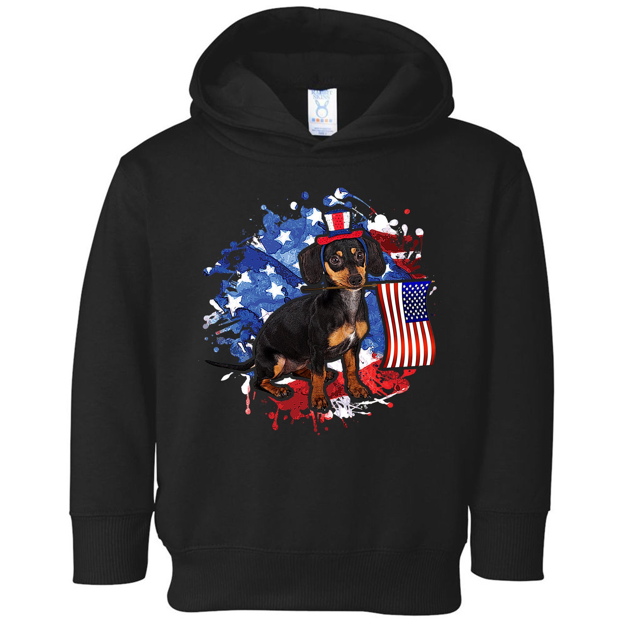 American Flag Dachshund Dog Cool Toddler Hoodie