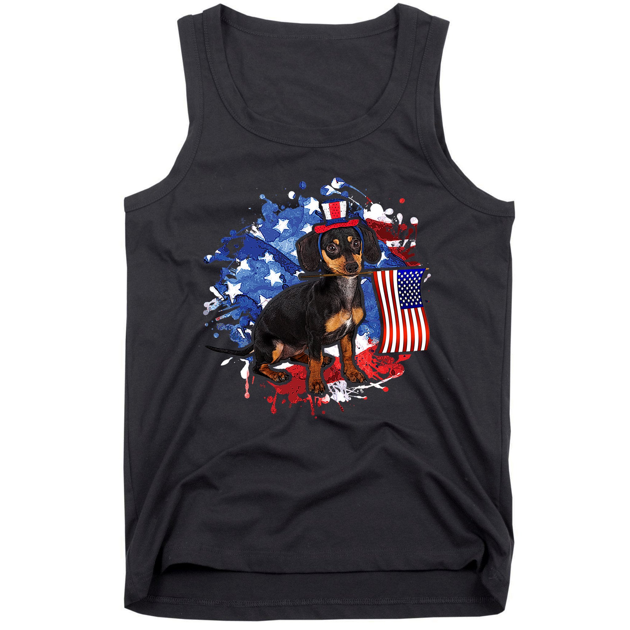 American Flag Dachshund Dog Cool Tank Top