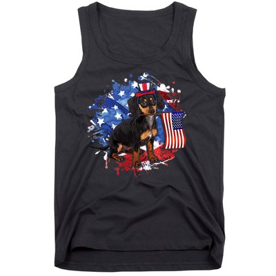 American Flag Dachshund Dog Cool Tank Top