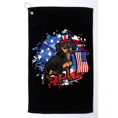American Flag Dachshund Dog Cool Golf Towel
