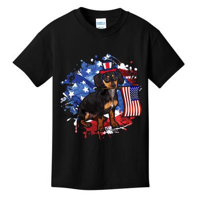 American Flag Dachshund Dog Cool Kids T-Shirt