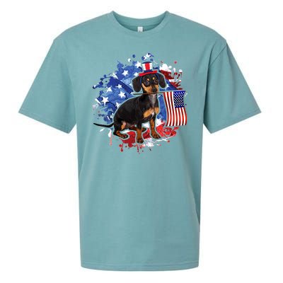 American Flag Dachshund Dog Cool Sueded Cloud Jersey T-Shirt