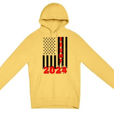 American Flag Design Trump 2024 Premium Pullover Hoodie