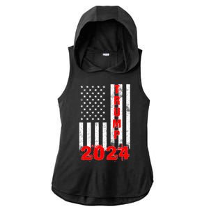 American Flag Design Trump 2024 Ladies PosiCharge Tri-Blend Wicking Draft Hoodie Tank