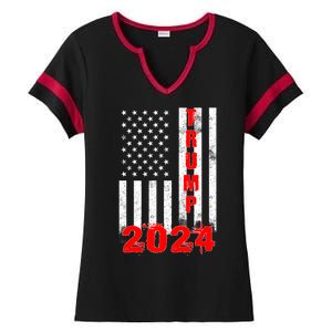 American Flag Design Trump 2024 Ladies Halftime Notch Neck Tee