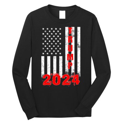 American Flag Design Trump 2024 Long Sleeve Shirt