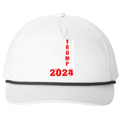 American Flag Design Trump 2024 Snapback Five-Panel Rope Hat