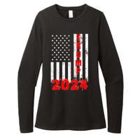 American Flag Design Trump 2024 Womens CVC Long Sleeve Shirt