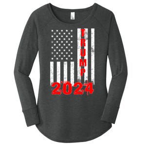 American Flag Design Trump 2024 Women's Perfect Tri Tunic Long Sleeve Shirt