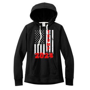 American Flag Design Trump 2024 Women's Fleece Hoodie