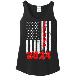 American Flag Design Trump 2024 Ladies Essential Tank