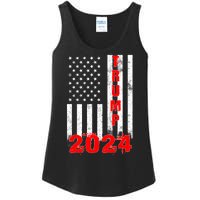 American Flag Design Trump 2024 Ladies Essential Tank