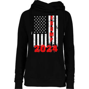 American Flag Design Trump 2024 Womens Funnel Neck Pullover Hood