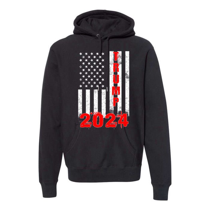 American Flag Design Trump 2024 Premium Hoodie