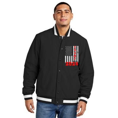 American Flag Design Trump 2024 Insulated Varsity Jacket