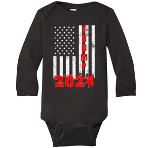 American Flag Design Trump 2024 Baby Long Sleeve Bodysuit