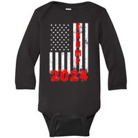 American Flag Design Trump 2024 Baby Long Sleeve Bodysuit