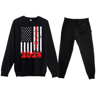 American Flag Design Trump 2024 Premium Crewneck Sweatsuit Set