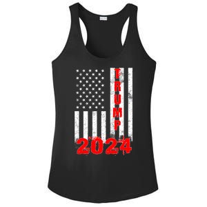 American Flag Design Trump 2024 Ladies PosiCharge Competitor Racerback Tank