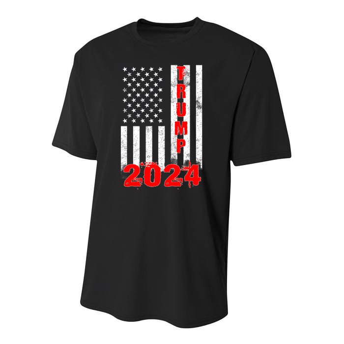 American Flag Design Trump 2024 Youth Performance Sprint T-Shirt