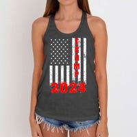 American Flag Design Trump 2024 Women's Knotted Racerback Tank